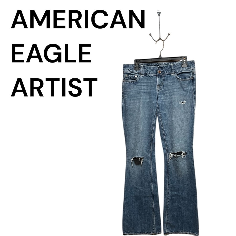 AMERICAN EAGLE BLUE JEANS SIZE 4 WITH 32” INSEAM GENTLY WORN